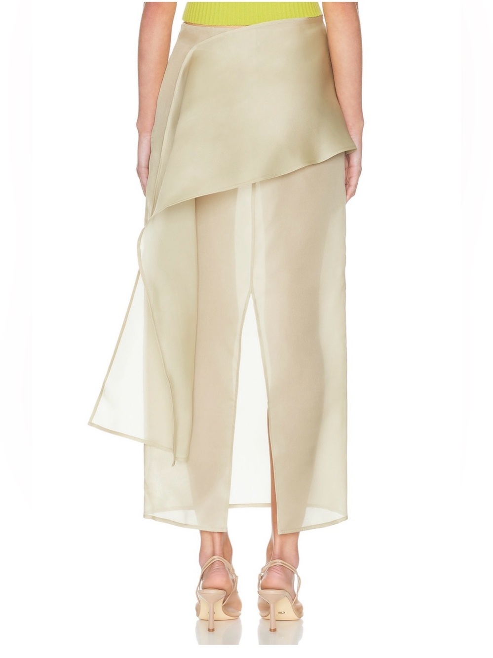 NWT HELSA The Silk Gazar Skirt With Drape in Stone - Picture 7 of 14